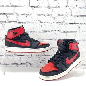 JORDON 1 HIGH RETRO KO BRED – 2015, Sneakers, Black/Red, Canvas/Leather Size 10